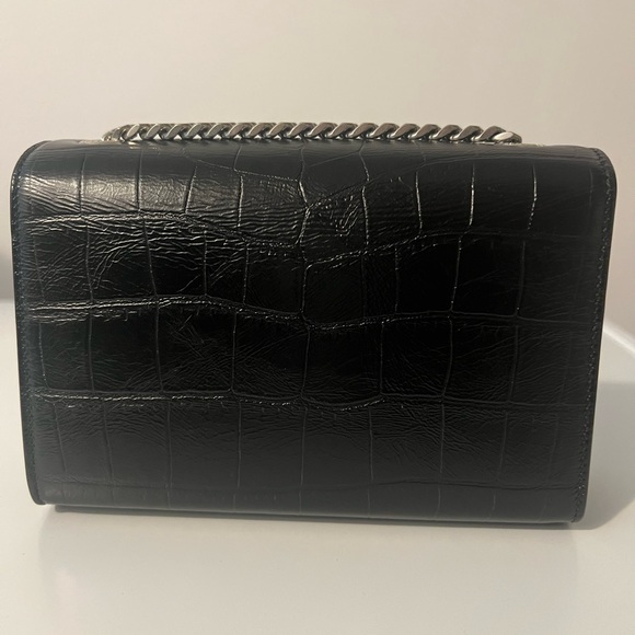 Small Saint Laurent Black-Croc Embossed Monogram Bag - Picture 2 of 3